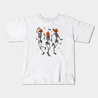 Dancing Skeleton Pumpkin Kids T-Shirt